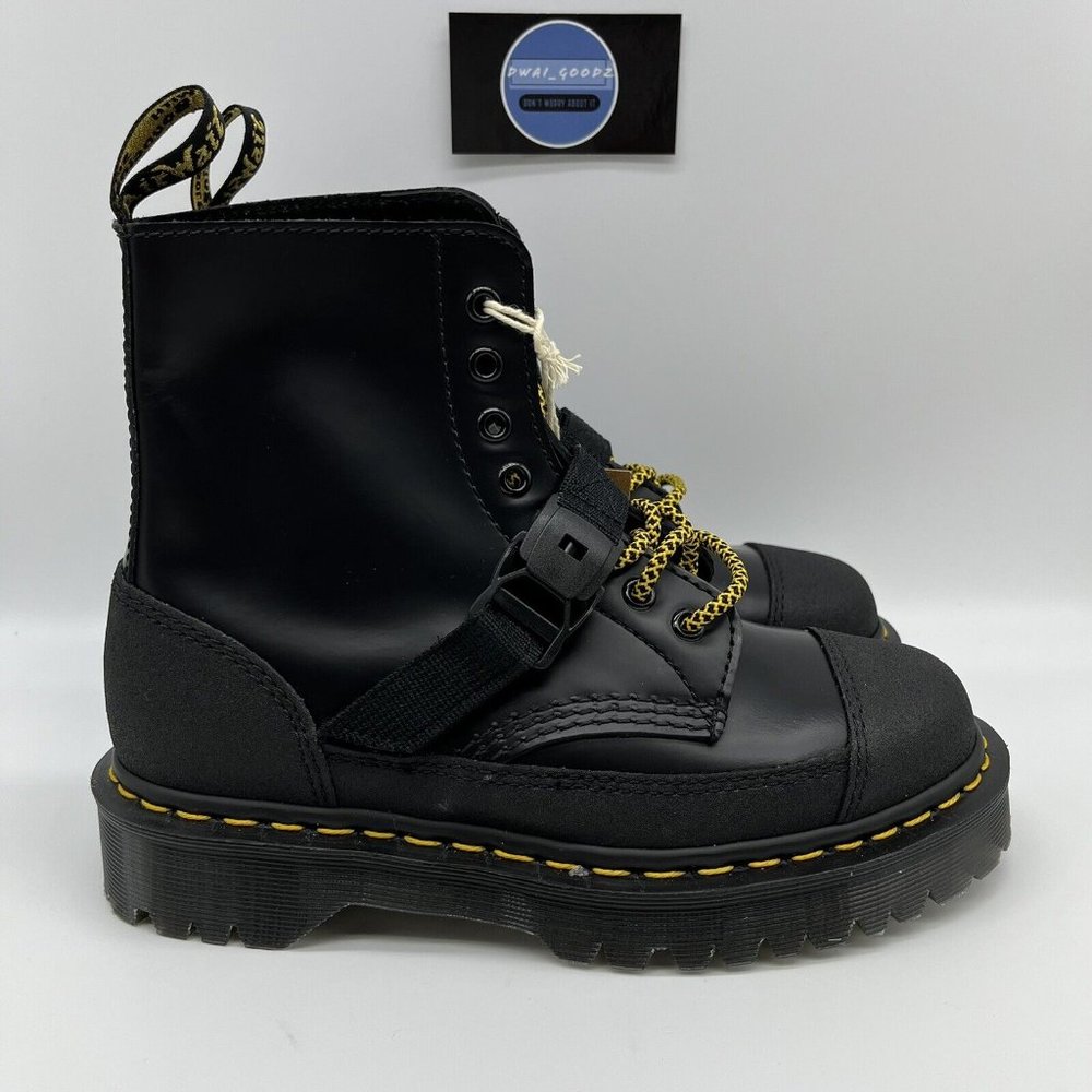 Dr Martens Made In England 1460 Tech Leather Boot Black Yellow